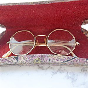 1960's Octagon Eyeglasses and Paisley Eyeglass Case